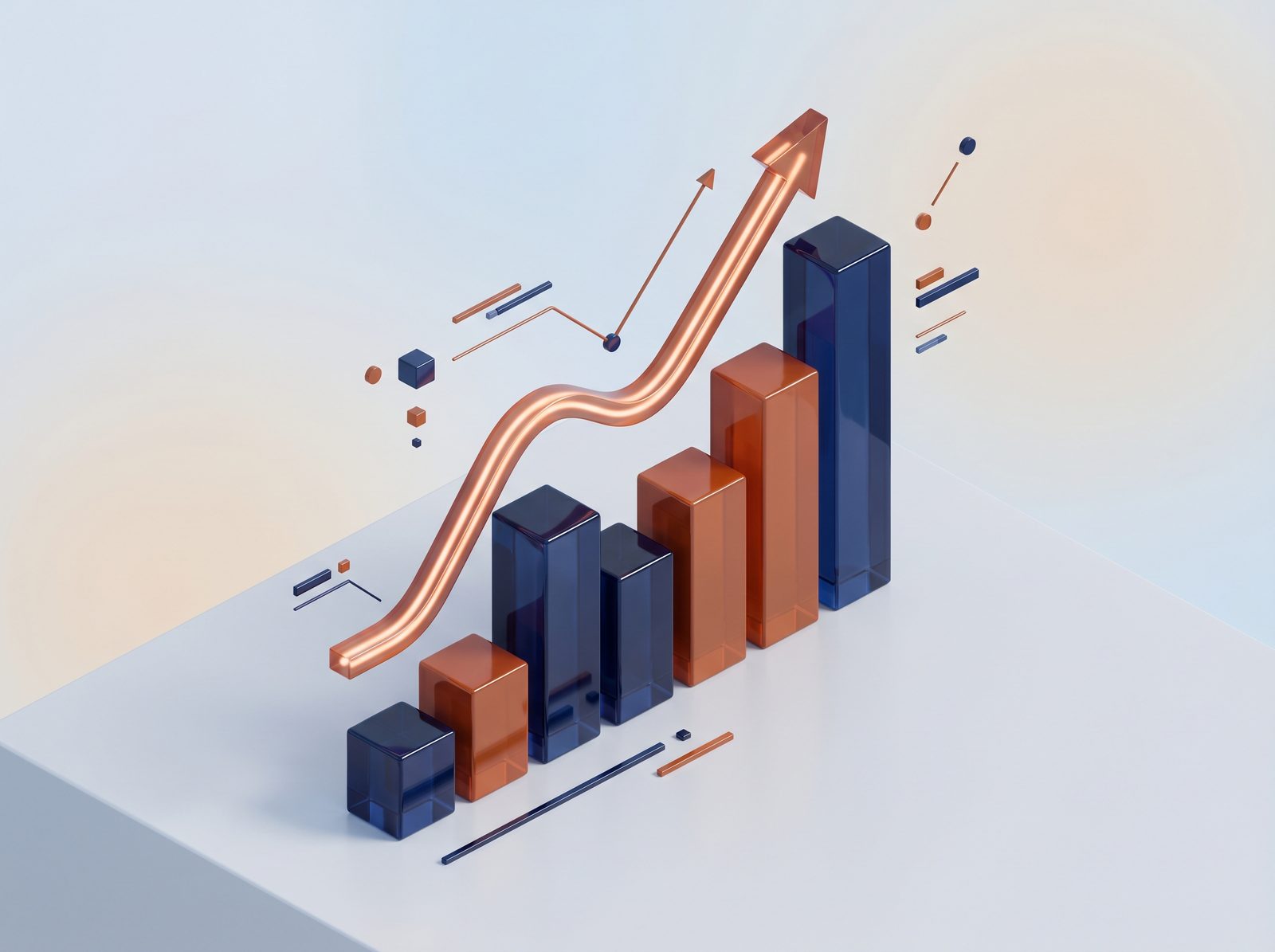 Visualización abstracta de crecimiento financiero